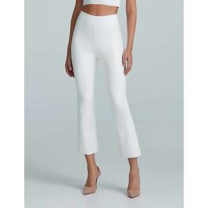 NEW COMMANDO faux leather crop flare leggings in white